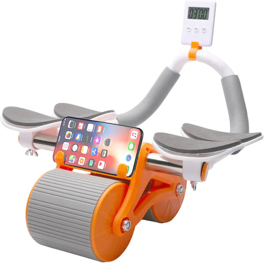 Automatic Exercise Roller Wheel with Dual Elbow Support and Timer