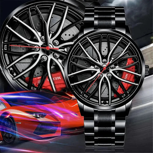 Wheel Watch with Stainless Steel Strap